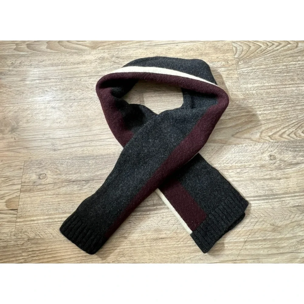 Banana Republic Lambswool Striped Scarf 48 Inch Short Winter Knit‎ Preppy